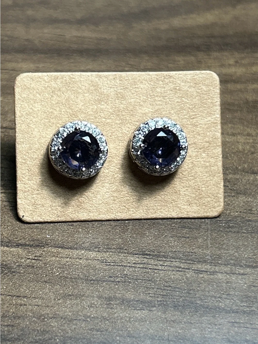 Amethyst Halo Crystal Silver Stud Earrings